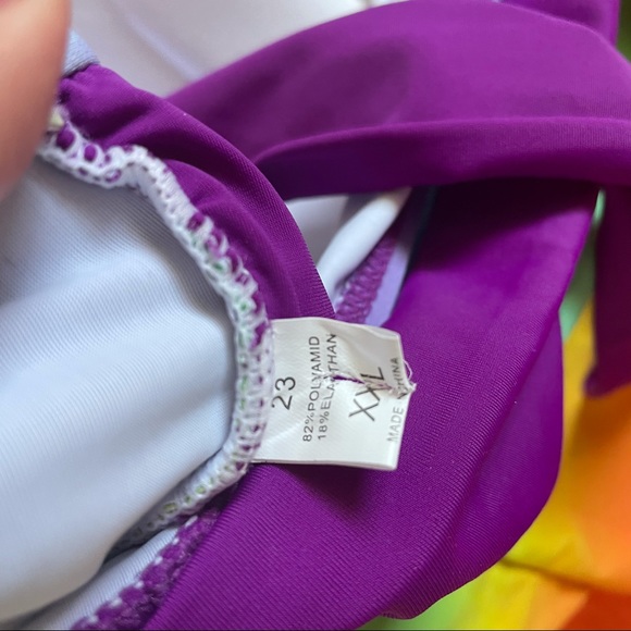 Rainbow Gradient Wrap Swim Top - Picture 6 of 7